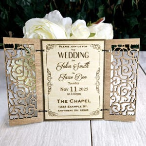 Elegant Wedding Invitations, Personalized Wooden Invitation, Rustic Weddings, Custom Wood Invite, Unique Wedding Invitations