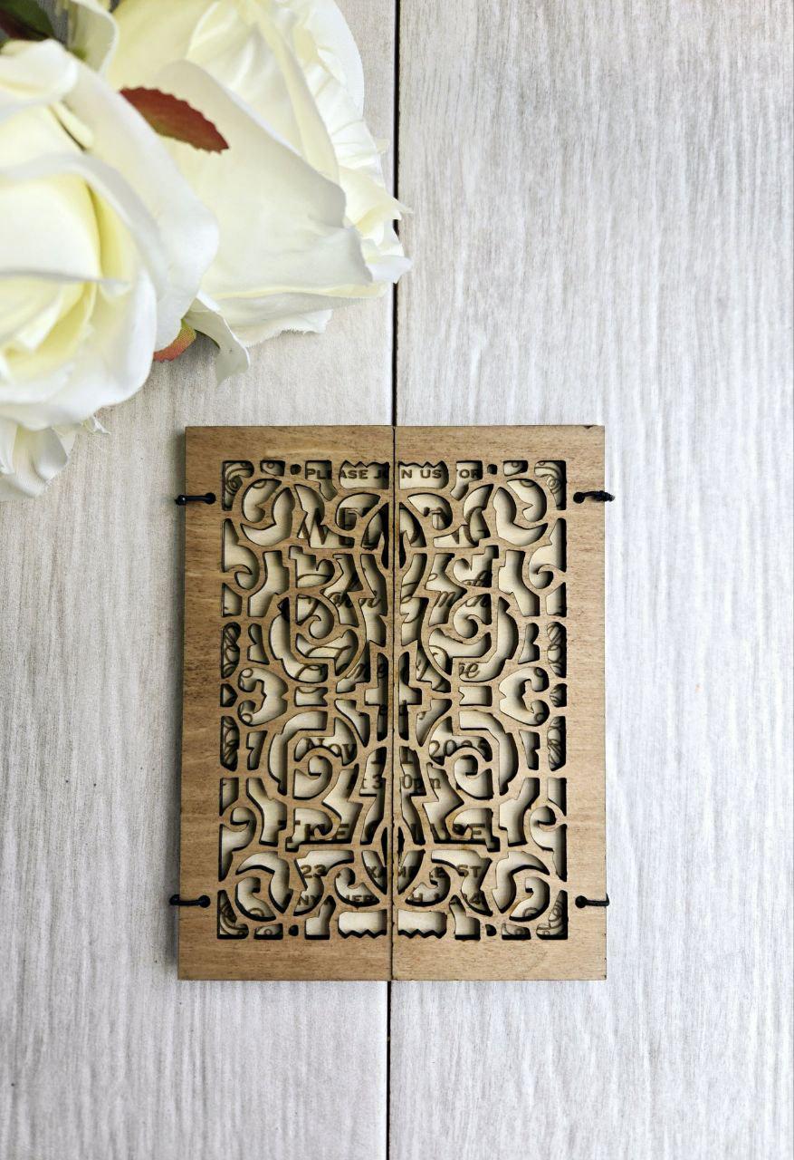 Elegant Wood Wedding Invitation | Laser Cut Gate Fold | Bulk Pricing ...