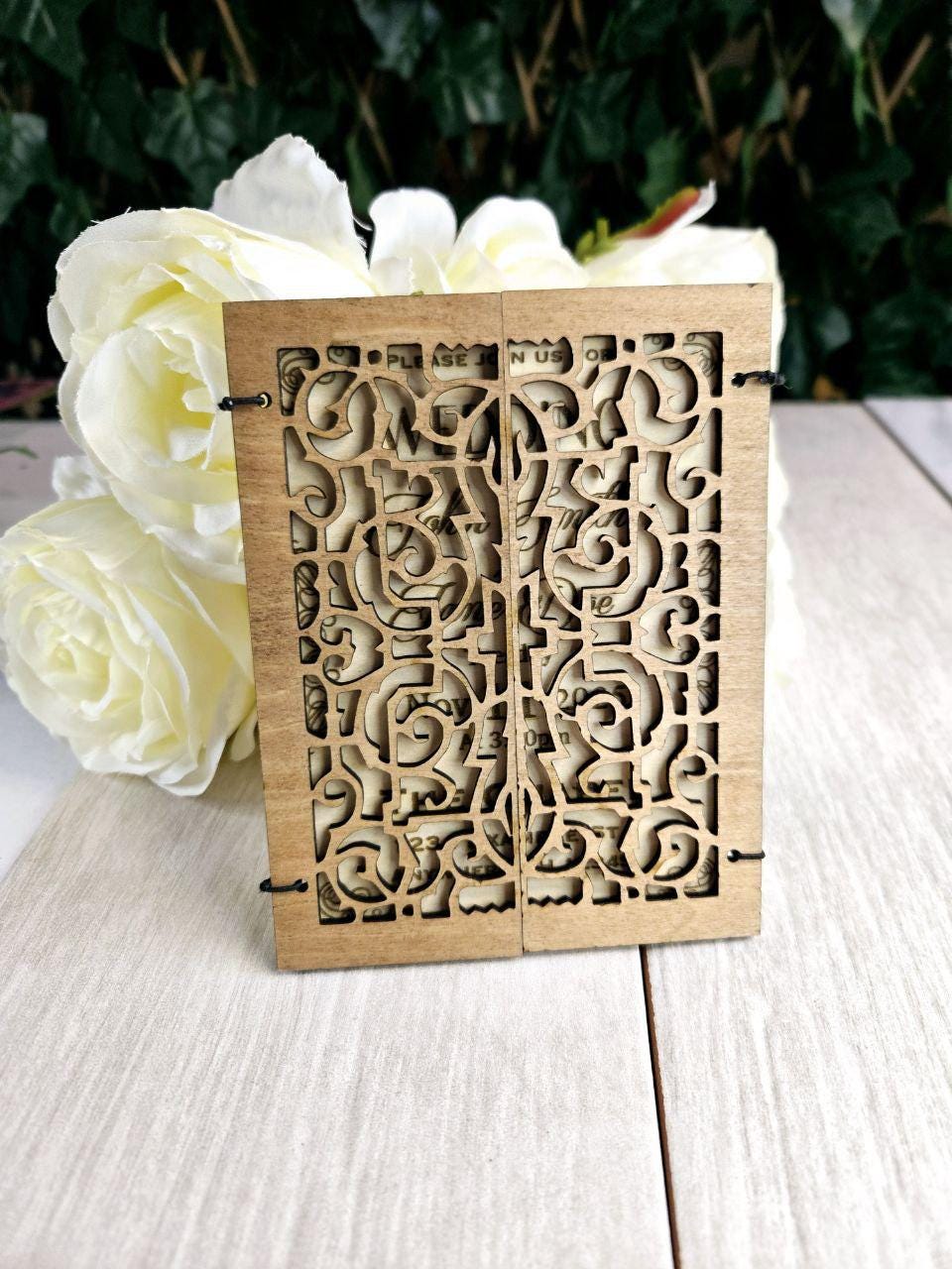 Elegant Wood Wedding Invitation | Laser Cut Gate Fold | Bulk Pricing ...