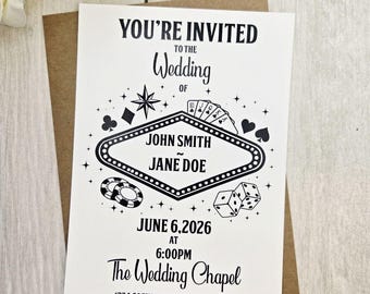 Las Vegas Wedding Invitation • Love Is a Sure Bet Paper Invite • Vegas Elopement Stationery for Casino Couples