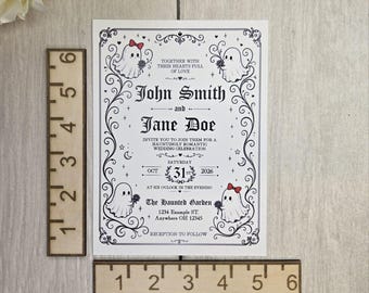 Spooky Ghost Wedding Invitation: Personalized Paper Hauntingly Romantic Invite
