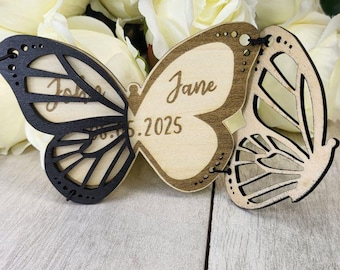 Butterfly Save the Date Magnet • Wooden Wedding Invitation • Elegant Folding Magnet Invite • Custom Laser Cut Wedding Save the Date