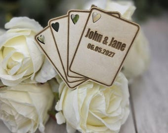 Cartes à jouer Vegas pour mariage, réservez aimant : faire-part destination en bois personnalisé