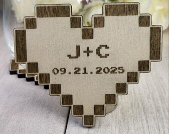Personalisierte Pixel-Herz-Untersetzer, Videospiel-Gastgeschenke