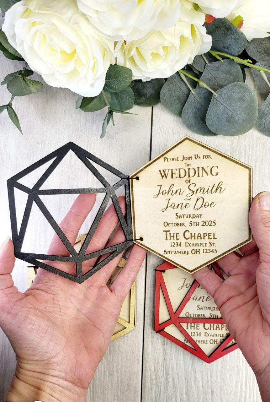 D20 Wedding Invitation * Foldable Dice Cover Card * Nerdy