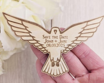 Falcon Save The Date Magnets Wedding Bird Save the Date Pet Wedding Invitations Custom Wood Magnet