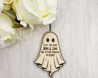 Ghost Save the Date Magnet with Card • Halloween Wedding Invitation • Personalized Gothic Wedding Favor