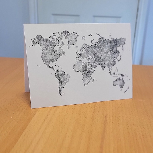 World Map Set of 6 Blank Note Cards and Envelopes, Handmade Vintage Globe Greeting Cards, Wanderlust World Traveler Stationary Set