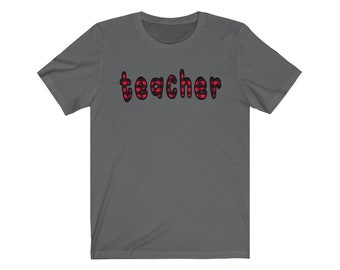 Lehrer Shirt für Frauen- Lehrerleben Tshirt- Lehrer Geschenk Grafik T-Shirt- Lehrer Geschenk- Büffel kariertes Shirt