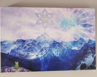 Himalaya Wall Art, Merkaba Sacred Geometry Canvas, Melanie Beckler Print, Ama Dablam Photography, Spiritual Body Decor, Higher Self Artwork