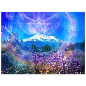 Mount Shasta Angel Poster, High Vibration Spiritual Wall Art