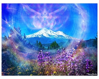 Angel Poster, Positive Aura Wall Art, Mount Shasta, Chakra Poster, High Vibrational, Spiritual Poster, Aura Art, Spiritual Painting