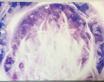 Violet Flame of Transmutation Art, Melanie Beckler Artwork, Spiritual Fire Canvas Print, Energy Activated Decor, Divine Truth Wall Hanging,