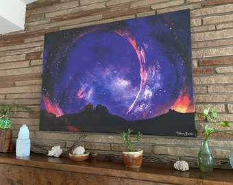 Cathedral Night Canvas Art, Melanie Beckler Print, Spiritual Awakening Decor, Starry Sanctuary Artwork, Mystic Mountains, Celestial Vision