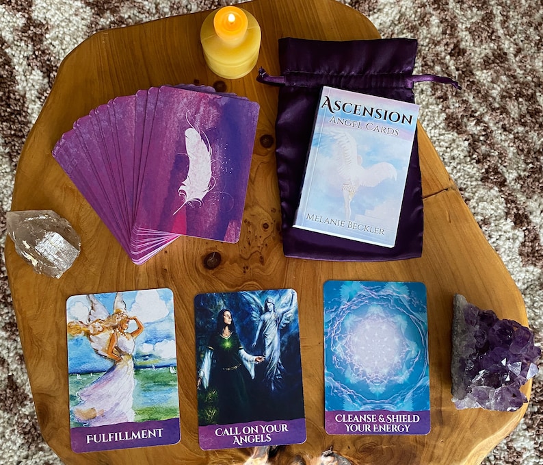 Ascension Angel Oracle Cards Deck, Angel Messages for Awakening, Higher Consciousness & Transformation, Melanie Beckler Channeling Guidebook image 1