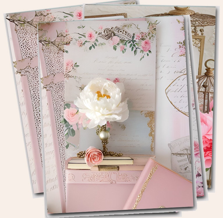 Printable Shabby Pink Roses, Vintage Frames & Junk Journal Papers ...
