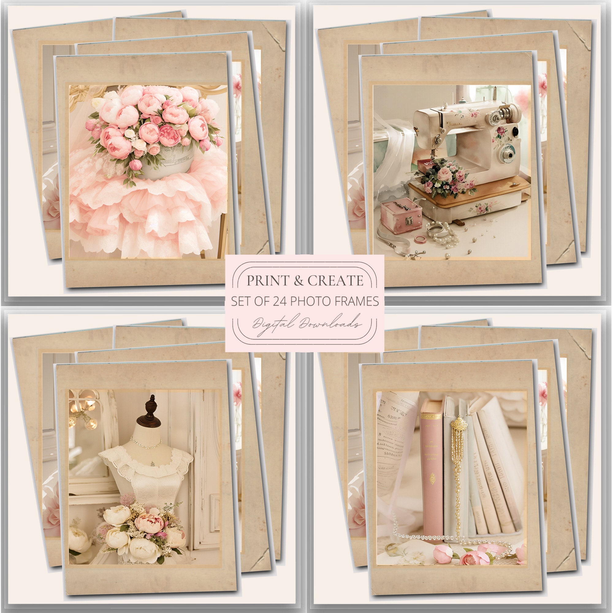 Old Photographs, Printable Shabby Roses Images / Chic, Pink Old Photographs, Printable Shabby Roses Images / Chic, Pink