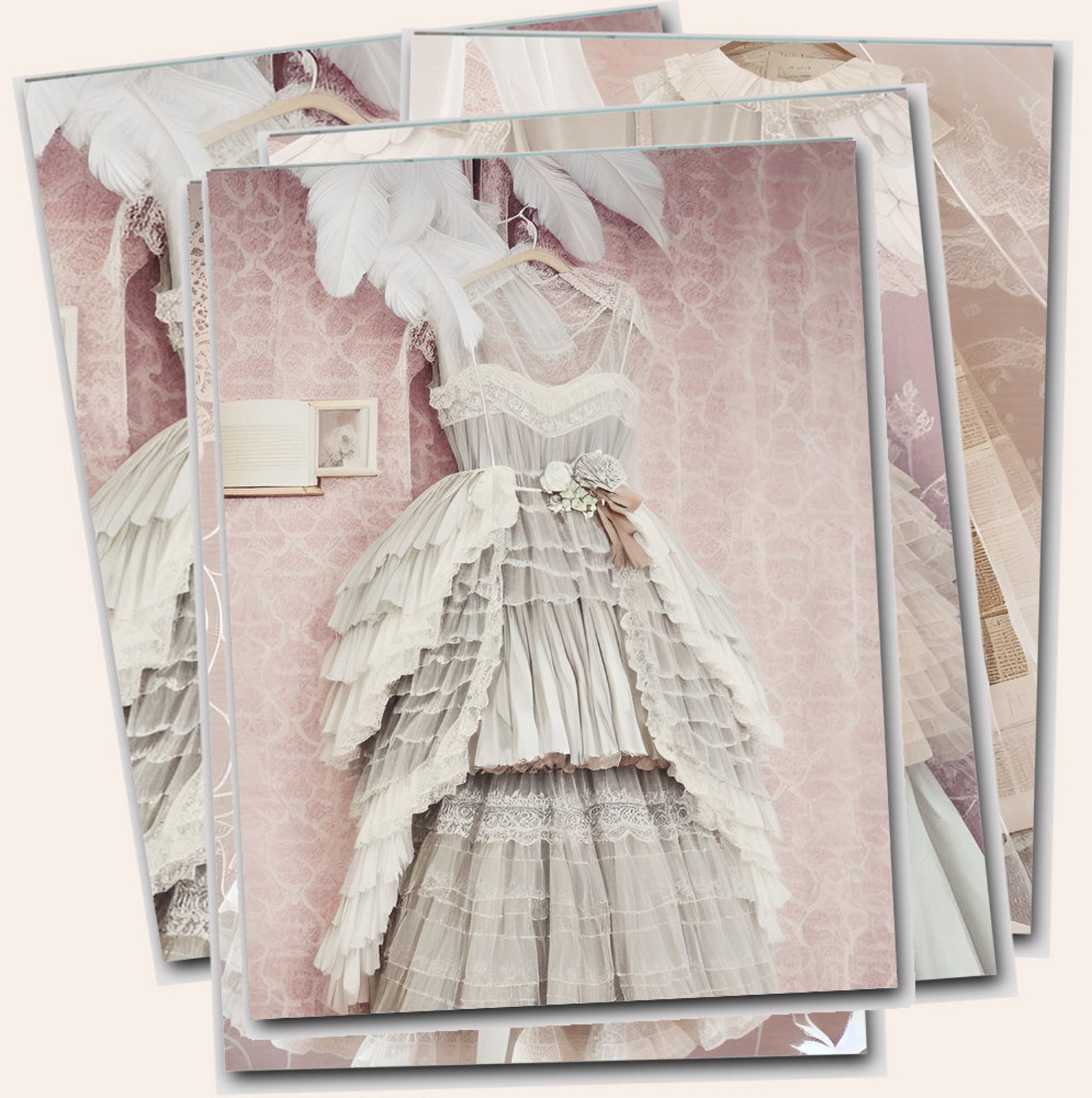 Printable Shabby Pink Roses, Peonies, Dresses &amp; Craft Rooms Digital ...