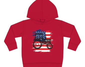 Toddler American Flag Tractor Hoodie