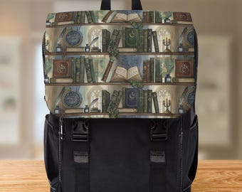 Bookish Backpack: Dark Academia Library Canvas Book Bag