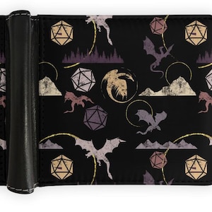 DnD Dragon Dice Bifold Wallet, DM Leather Men Accessory, Dungeon Master Daily Wallet