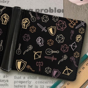 DnD PU-läderplånbok: D20 Tärningar och Svärdkonst