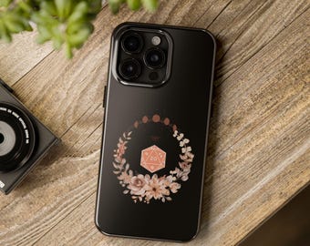 Floral D20 Dice iPhone Case: Celestial DnD Gift
