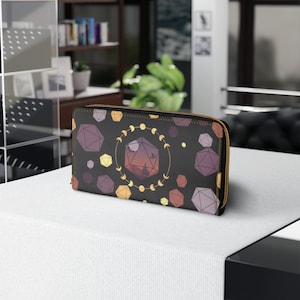 DnD Leder Geldbörse, Reißverschluss Geldbörse, D20 Würfel Geschenke, DnD, DnD Geschenke, Damen Geldbörse, Lederne Geldbörse, Vegan Geldbörse, Würfel Geldbörse