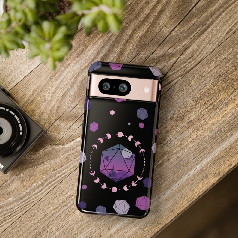 D20 Dragon Pixel Phone Case: Celestial DnD Gift image 4