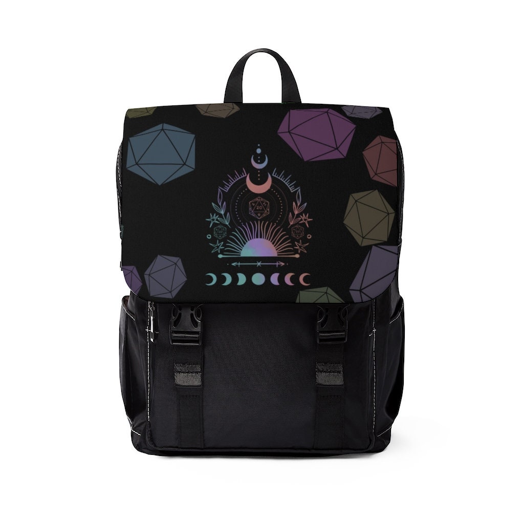 DnD Dice Shoulder Bag, DnD Backpack, DnD Gift, D20 Dice Gifts, D20 Backpack, Canvas Backpack, DM Gift, Cottagecore Backpack