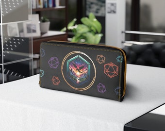 DnD Dragon Art Wallet: Gothic D20 Dice Faux Leather Zipper Wallet