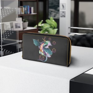 Majestic Dragon Brieftasche, DnD Leder Brieftasche, Brieftasche aus Leder, D20 Würfel Geschenke, DnD, DnD Geschenke, Damen Brieftasche, Leder Brieftasche