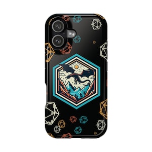 Dragon Sunset iPhone MagSafe Case: Art Deco DnD Gift