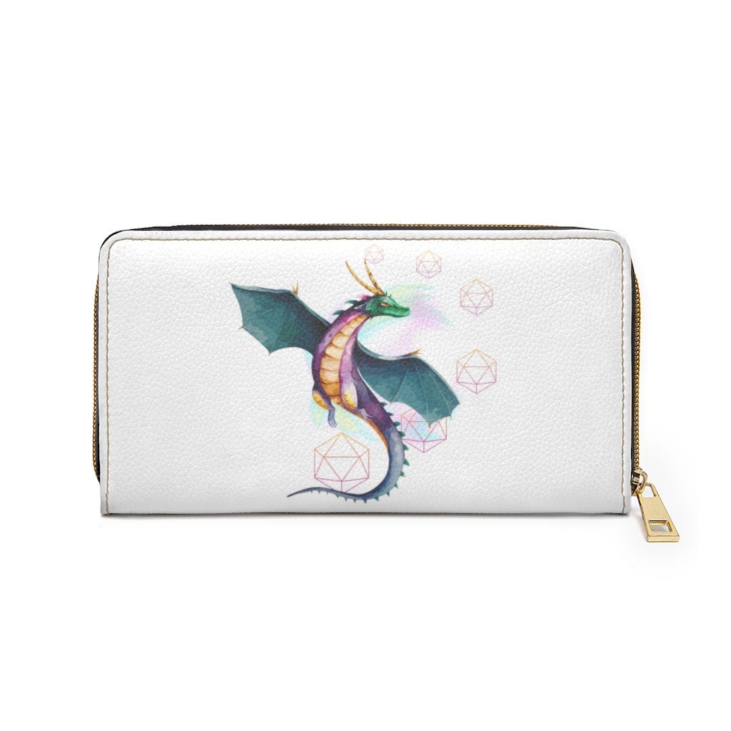 Majestic Dragon Wallet Dnd Leather Wallet Zipper Wallet - Etsy