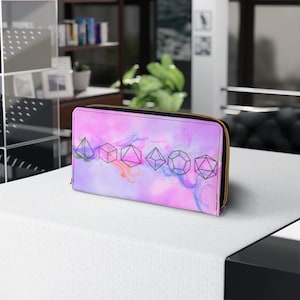 DnD Leder Geldbörse, Reißverschluss Geldbörse, D20 Würfel Geschenke, DnD, DnD Geschenke, Damen Geldbörse, Lederne Geldbörse, Vegan Geldbörse, Drachenfeuer