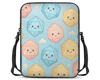 Kawaii DnD Messenger Bag: Pastel Dice Crossbody Satchel