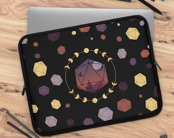 Vintage Laptop Sleeve, DnD laptop sleeve, Laptop bag, DnD laptop case, DnD Gifts, DM Gifts, D20 Dice Gifts, DnD, Moon Dice
