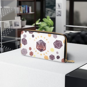 DnD Leder Geldbörse, Reißverschluss Geldbörse, D20 Würfel Geschenke, DnD, DnD Geschenke, Damen Geldbörse, Lederne Geldbörse, Vegan Geldbörse, Würfel Geldbörse