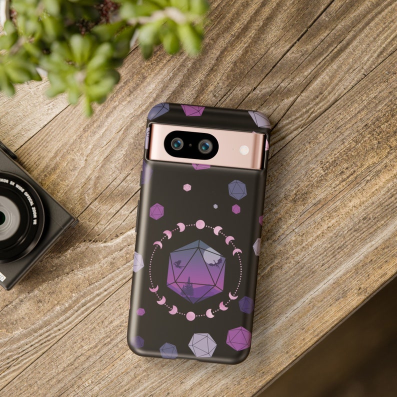 D20 Dragon Pixel Phone Case: Celestial DnD Gift image 3
