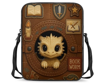 Dragon Messenger Bag: Faux Leather Bookworm Satchel - DnD Reader Gift