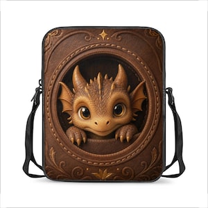 Dragon Crossbody Bag, DnD DM Everyday Carry, Fantasy School Purse, Cute Canvas Print