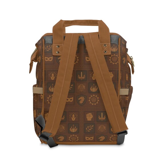 D20 Dragon Crest Diaper Backpack: Gamer Dad RPG Baby Bag