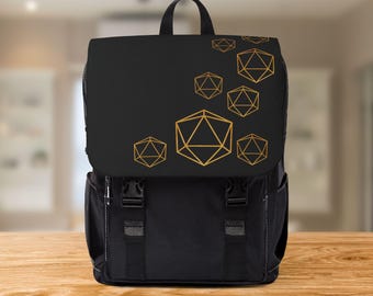D20 Oxford Canvas Backpack: DnD Dice Bag, Dungeon Master Gift