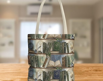 Bookish Library Tote Bag: Dark Academia Polyester Canvas