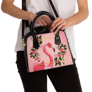 Sac à main flamant rose, cadeau flamant rose, sac à main en cuir, sac à main en cuir, sac à main pour femme, sac à bandoulière en cuir, flamant rose