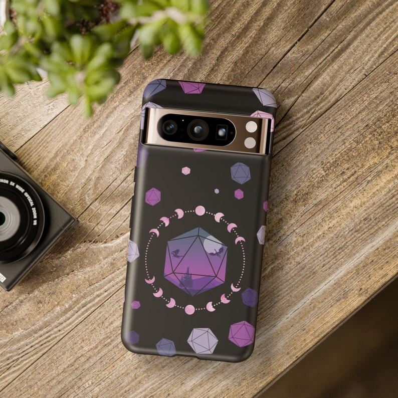 D20 Dragon Pixel Phone Case: Celestial DnD Gift image 1