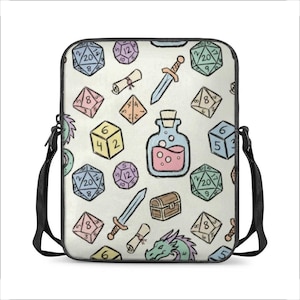 DnD Crossbody Bag, Fantasy Würfel Geldbörse, DM Bookish Schultertasche, gemütliches RPG Geschenk