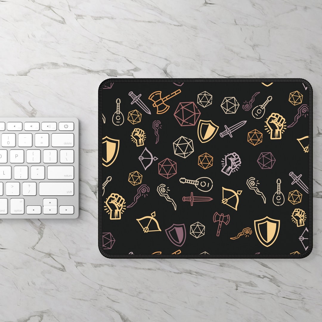Dnd Gaming Mouse Pad With Intricate Element Design - D20, Swords, Magic ...