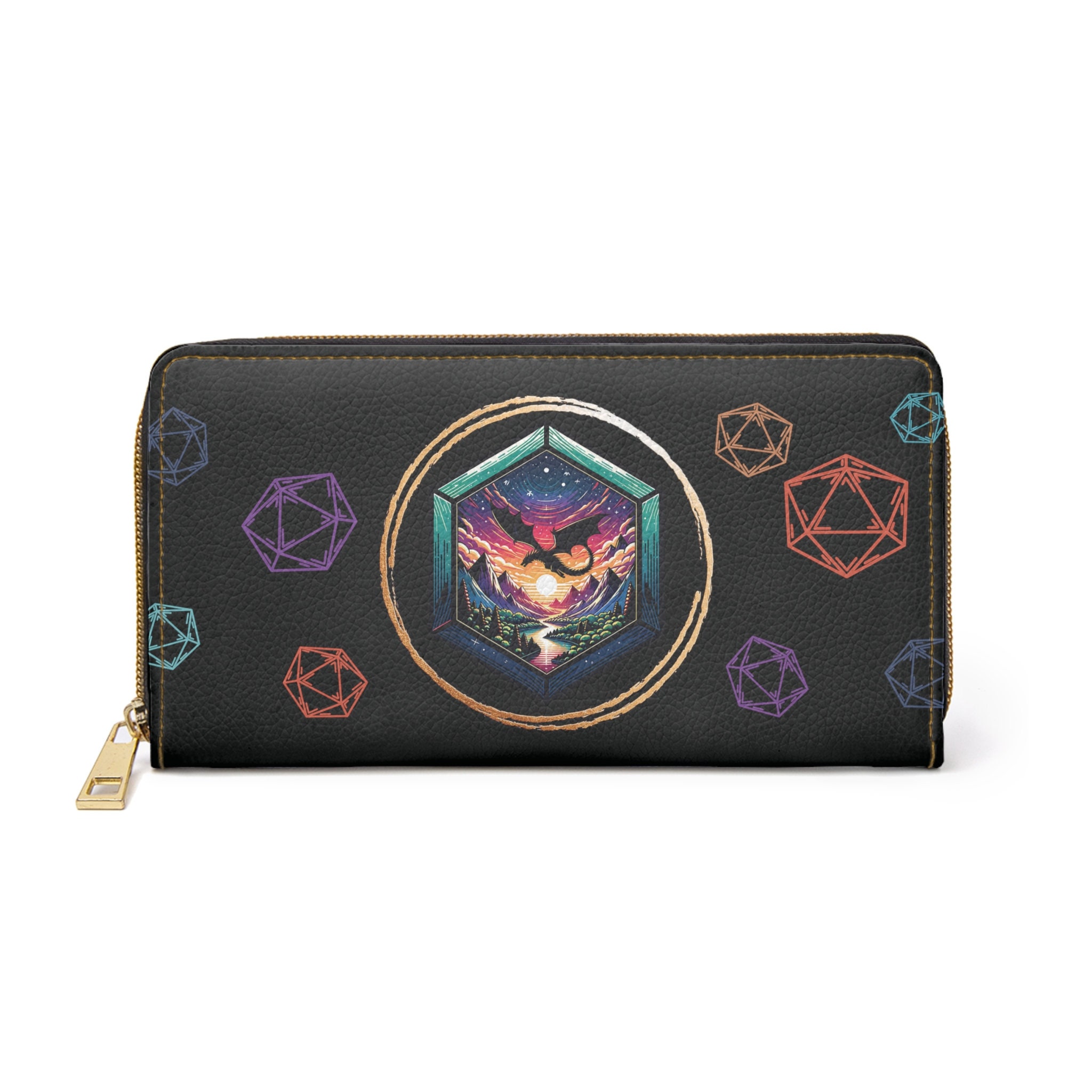 Dnd Dragon Art Wallet: Gothic D20 Dice Faux Leather Zipper Wallet - Etsy