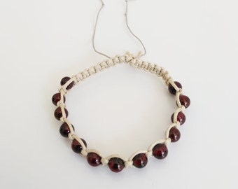 BODi bracelet, Shamballa, garnet, handmade